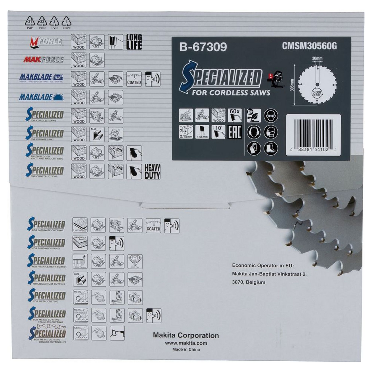 B-67309 - Efficut TCT Klinge Makita B-67309 305x30mm 60 Zähne - Abbildung 5