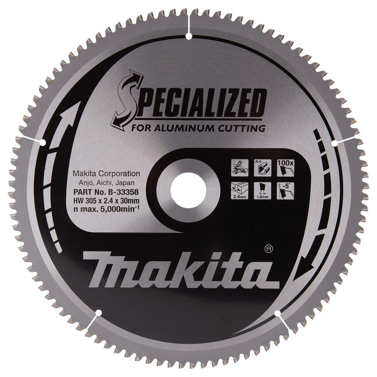 B-33358 - Spezialisiertes Hartmetall-Sägeblatt Makita B-33358 305x30mm 100T Aluminium - Bild 2