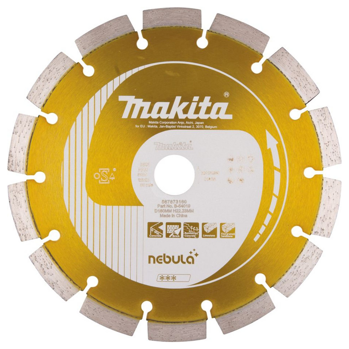 B-54019 - Diamantscheibe Makita B-54019 Nass- und Trockennebel 180 mm – Bild 2