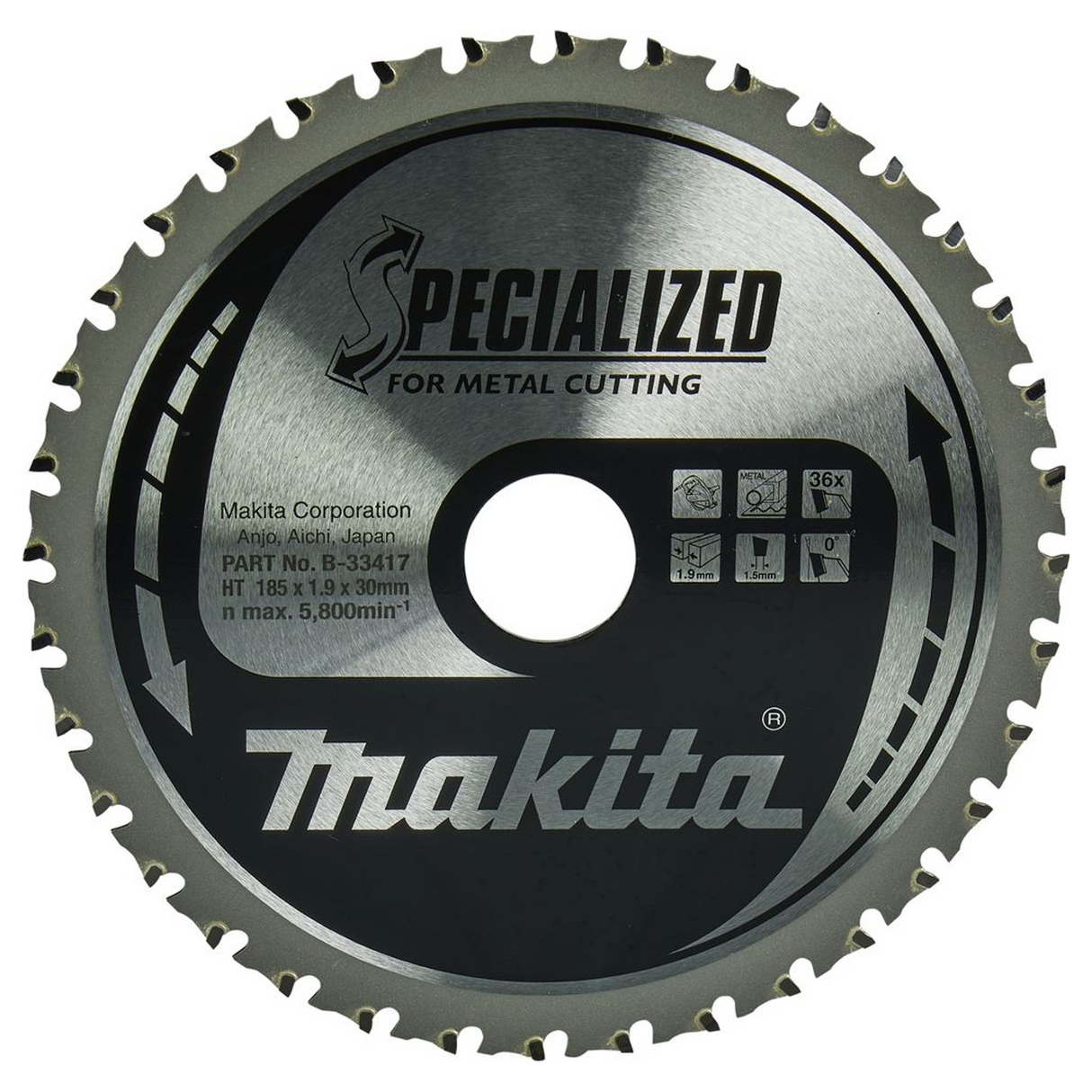 B-33417 - Kreissägeblatt Makita B-33417 Spezialisiertes Hartmetall-Tunnelstrahlgerät 185 mm 36T - Bild 2