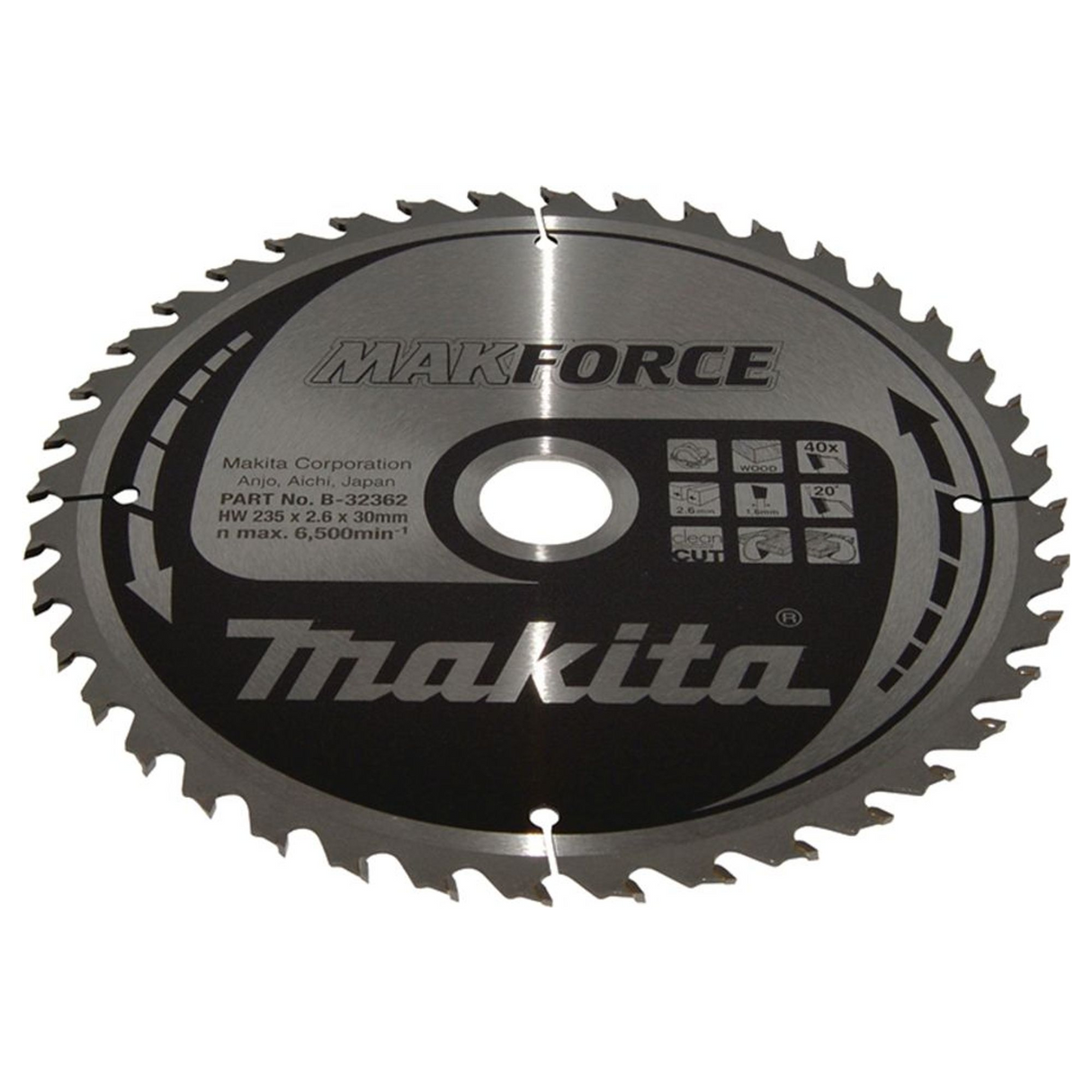 B-32362 - Lama Circolare Makita Makforce B-32362 235mm 40T - Immagine 2