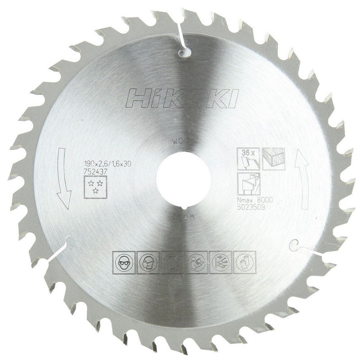 752437 - Lama per Legno HiKOKI 752437 190x30mm Z36 Denti Alternati