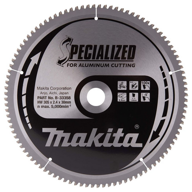 B-33358 - Spezialisiertes Hartmetall-Sägeblatt Makita B-33358 305x30mm 100T Aluminium - Bild 2
