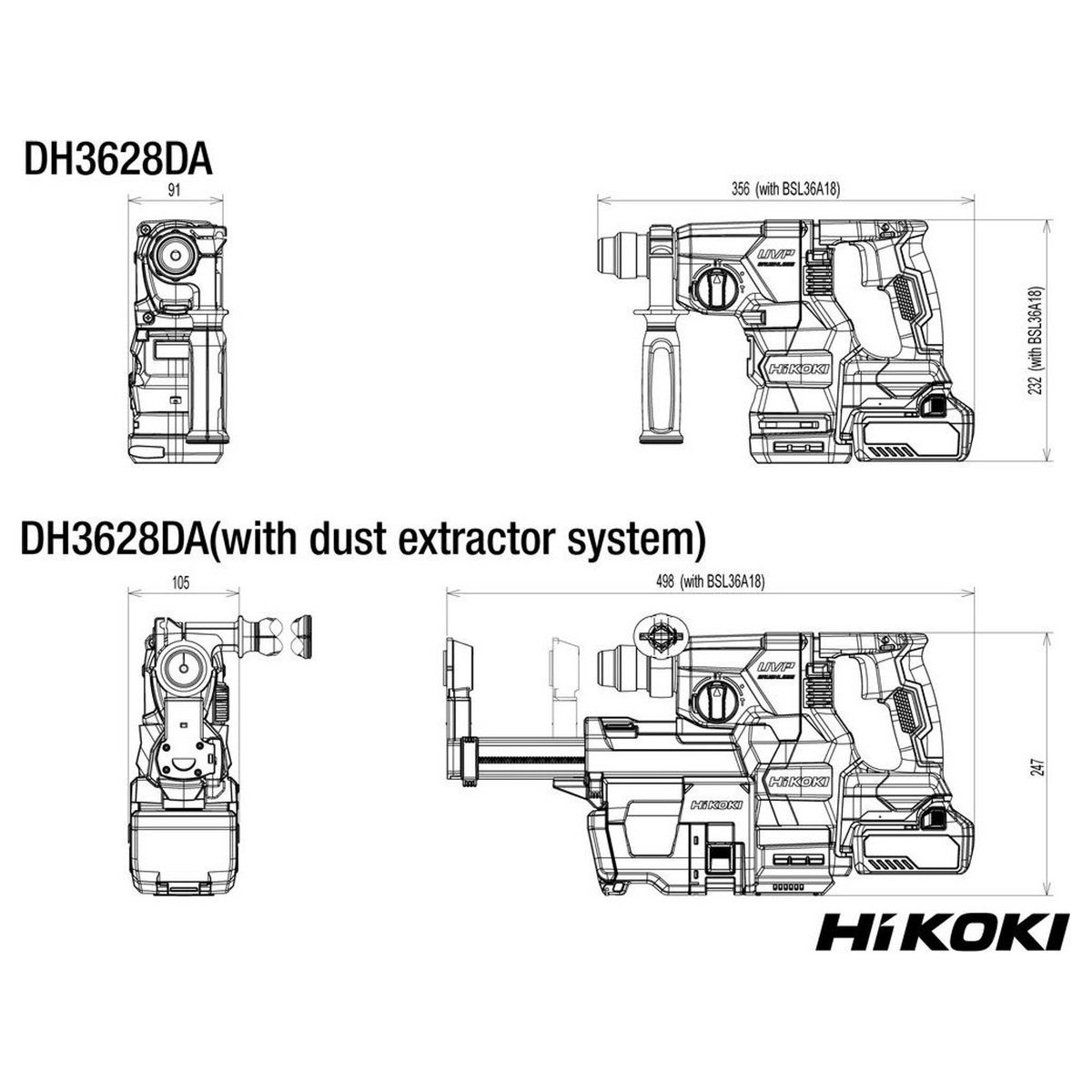DH3628DAWRZ – SDS-Plus HiKOKI DH3628DAWRZ 36V Akku-Bohrhammer – Abbildung 10