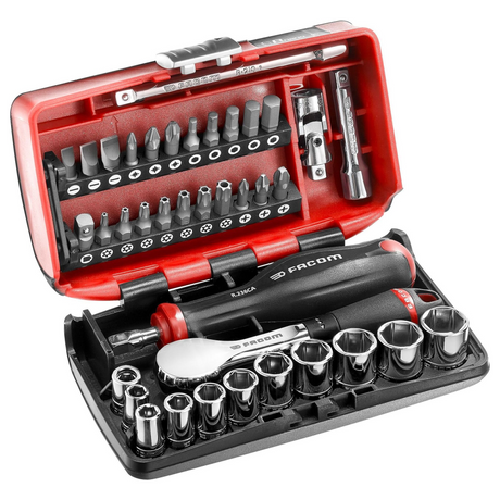 R.181NANO - Facom R.181NANO 1/4" 38-teiliges NANO-Steckschlüsselset mit hochpräziser Ratsche