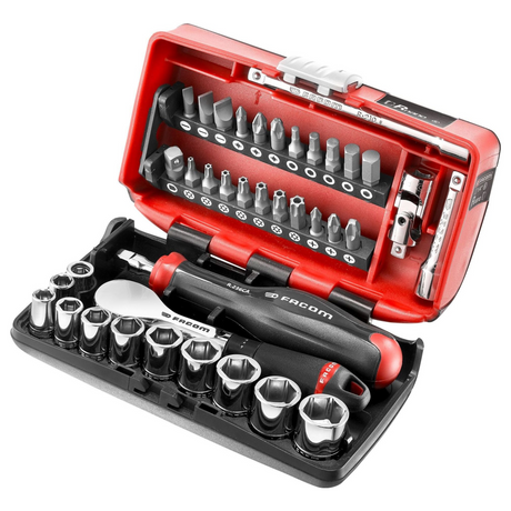 R.181NANO – Facom R.181NANO 1/4" 38-teiliger NANO-Steckschlüsselsatz mit hochpräziser Ratsche – Abbildung 2