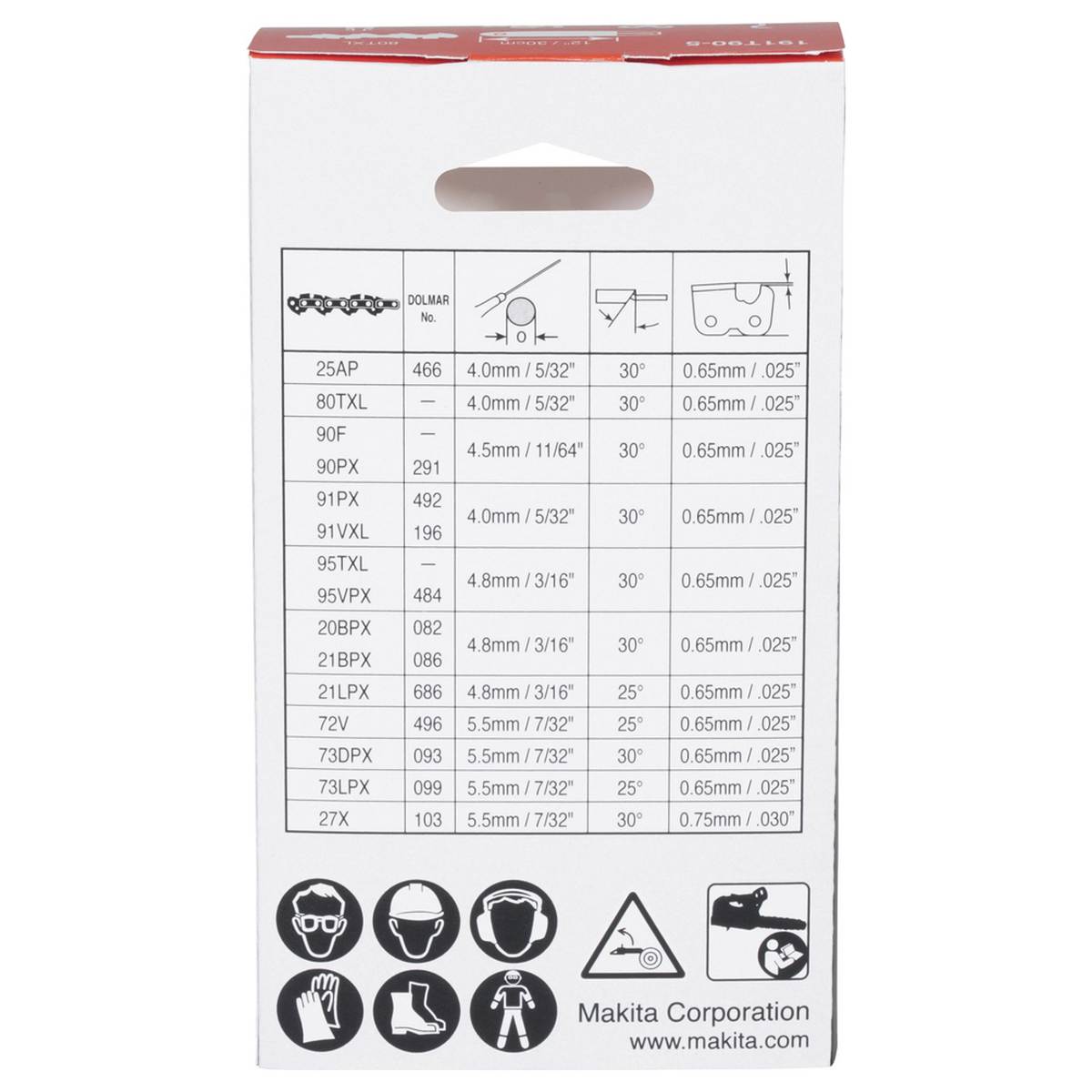 191T90-5 - Kette Makita 191T90-5 80TXL 30cm 1.1mm .325" 51 Links - Bild 4