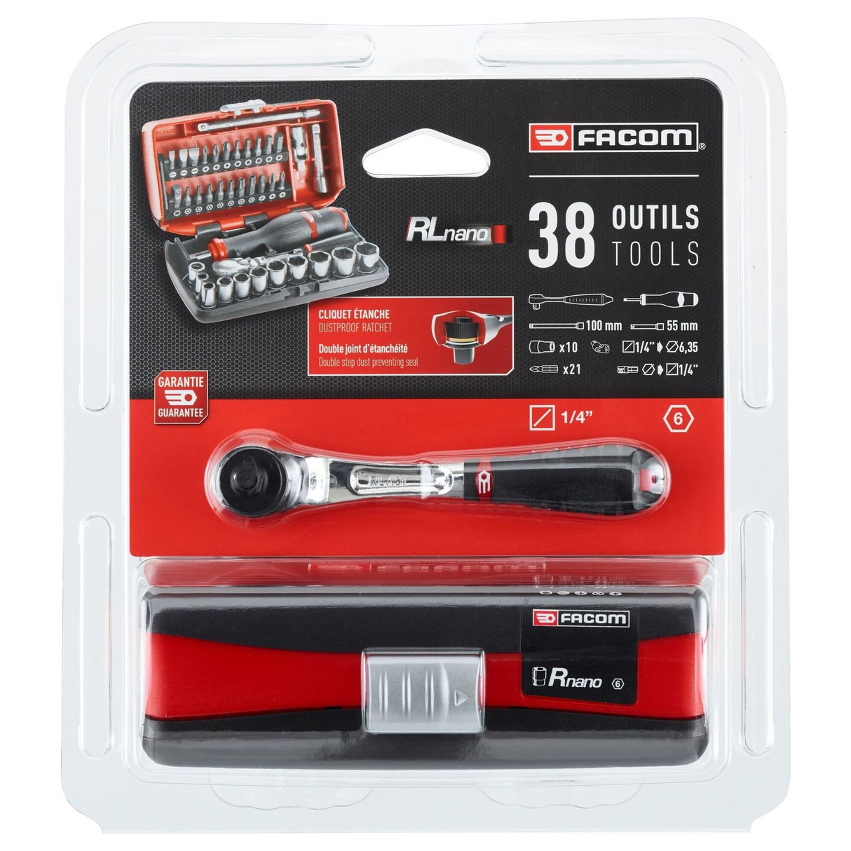 RL.NANO1PB - Set Chiavi a Bussola Facom RL.NANO1PB 1/4" 38 Pezzi - Immagine 5